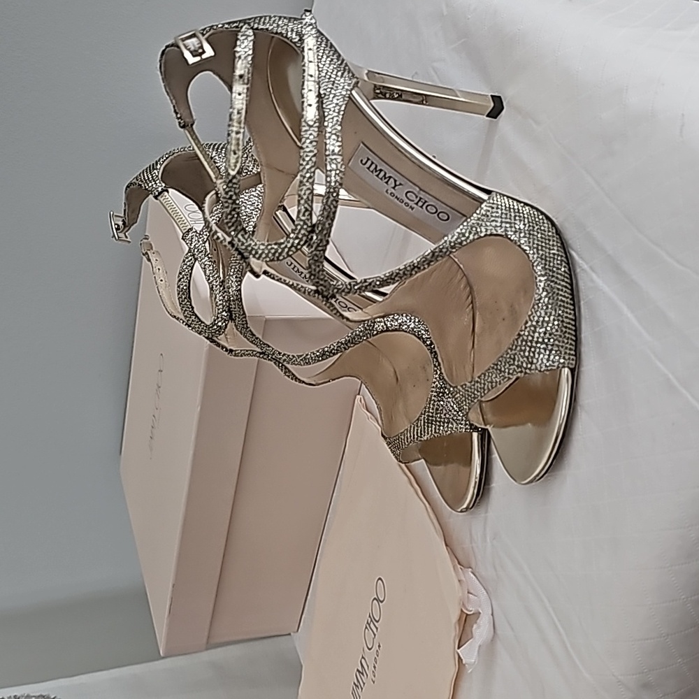 Jimmy Choo heels, size 7US/37.5 EU, light bronze